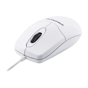 Indukey Ratón de plástico lavable blanco con rueda de desplazamiento