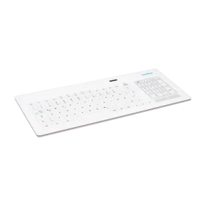 Indukey Teclado de cristal blanco con touchpad integrado