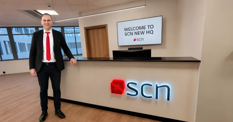 Erik Ahlqvist, Managing Director of SCN, at the reception of the new head office in Solna