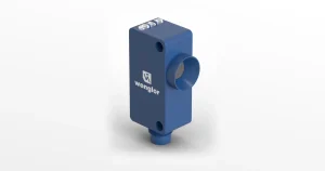 wenglor U1KM miniature ultrasonic sensor in a blue 1K housing with M8 connector